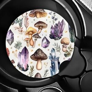 Mushrooms & Crystals Car Coasters Absorbent Set of (2)